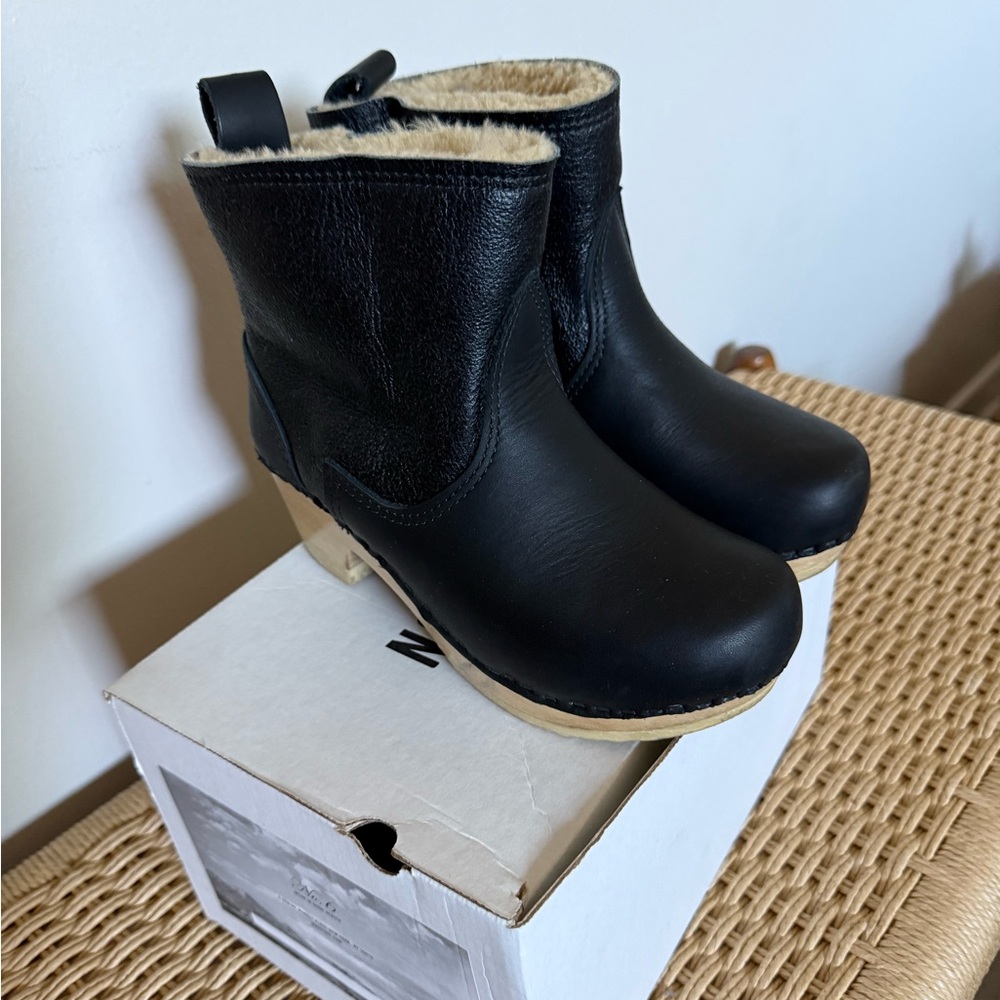 No. 6 Black Mid Heel Black Suede